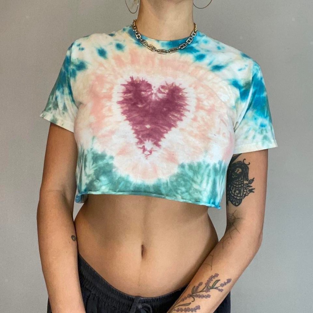 Tie Dye Heart Crop Top